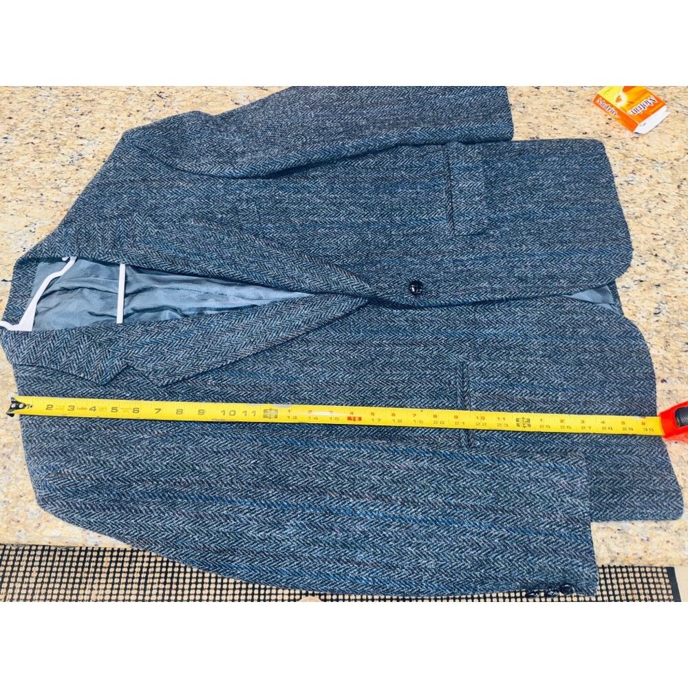 Vintage Ricksons British Wool Herringbone Blazer Jacket 44R Preppy Academic Mone - Picture 8 of 15